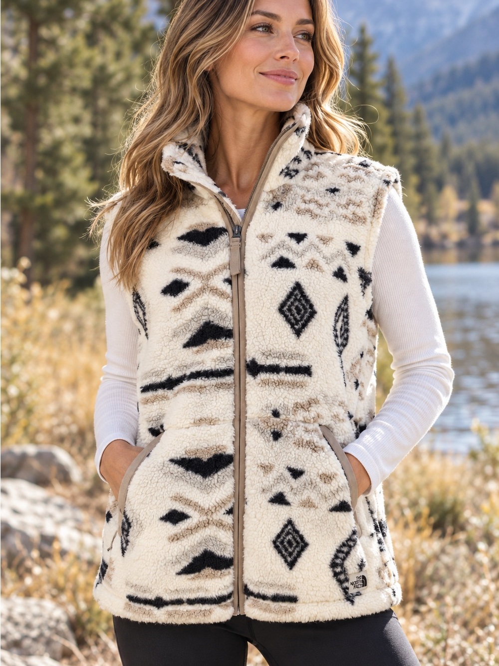 The North Face Womens L Southwestern Campshire 2.0 Fleece Vest